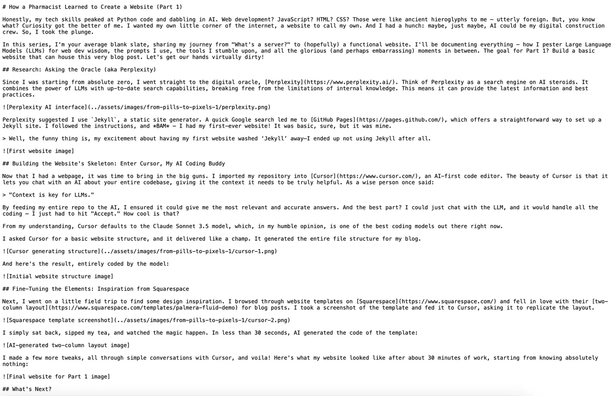 Initial blog post rendering
